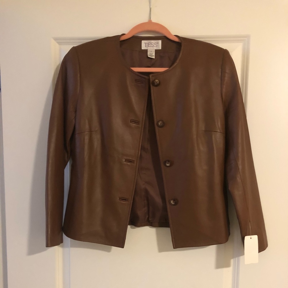 Brown leather jacket NWT!